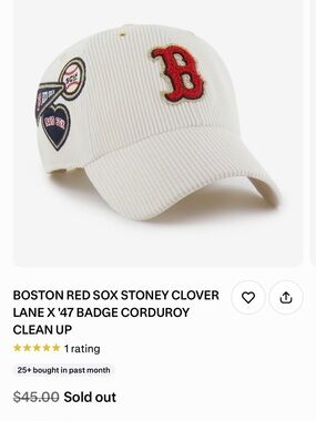 ’47 Boston Red Sox Corduroy Cap - Cream with Red & Navy Patches